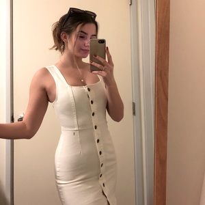 XS white button up bodycon dress